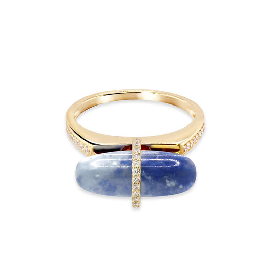 DIAMANTA BLUE AVENTURINE GOLD RING WITH DIAMONDS