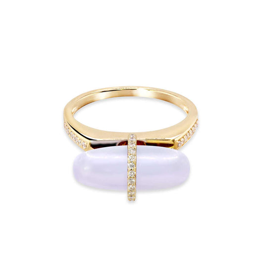 DIAMANTA BLUE LACE AGATE GOLD RING WITH DIAMONDS