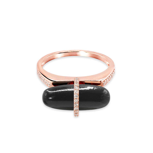 DIAMANTA BLACK ONYX GOLD RING WITH DIAMONDS