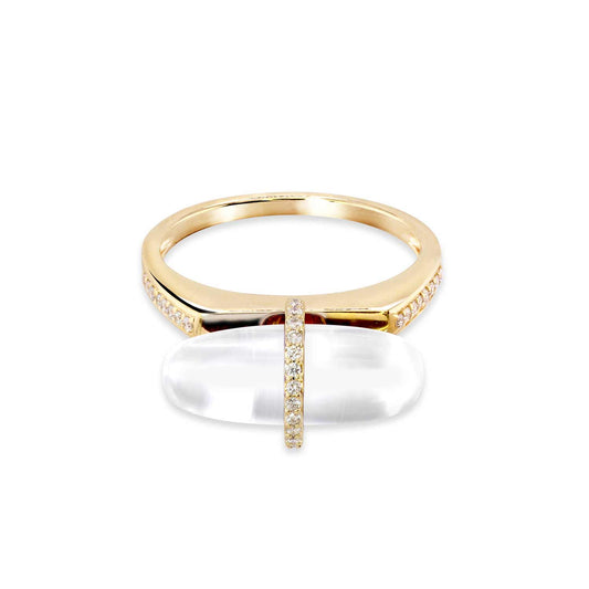 DIAMANTA CRYSTAL QUARTZ GOLD RING WITH DIAMONDS
