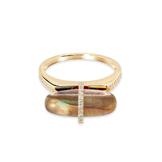 DIAMANTA LABRADORITE GOLD RING WITH DIAMONDS