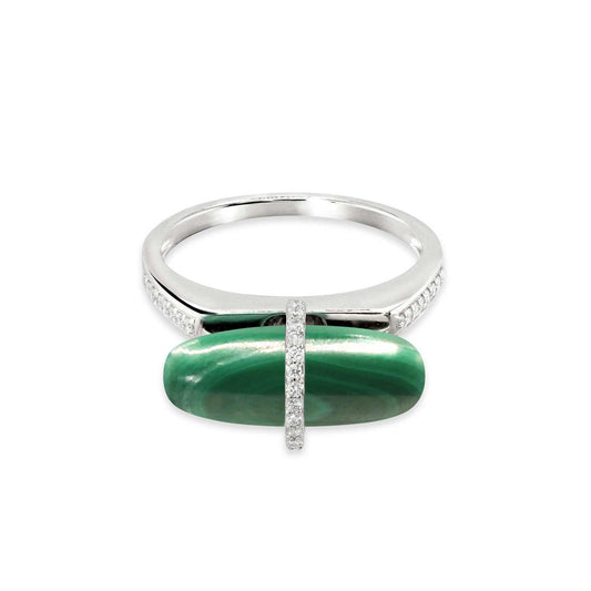 DIAMANTA MALACHITE GOLD RING WITH DIAMONDS