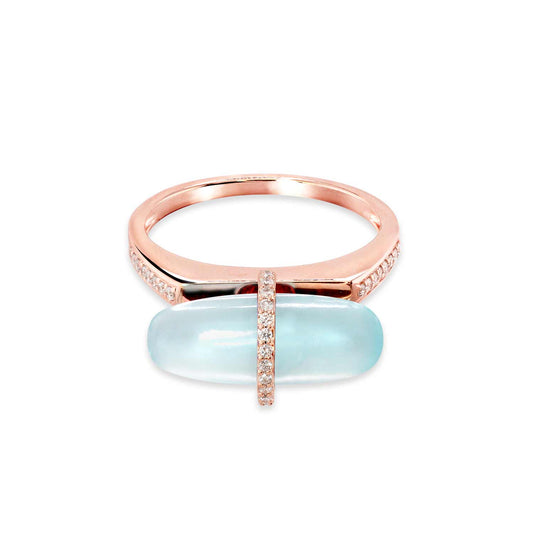 DIAMANTA SKY AGATE GOLD RING WITH DIAMONDS