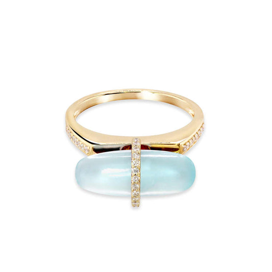 DIAMANTA SKY AGATE GOLD RING WITH DIAMONDS