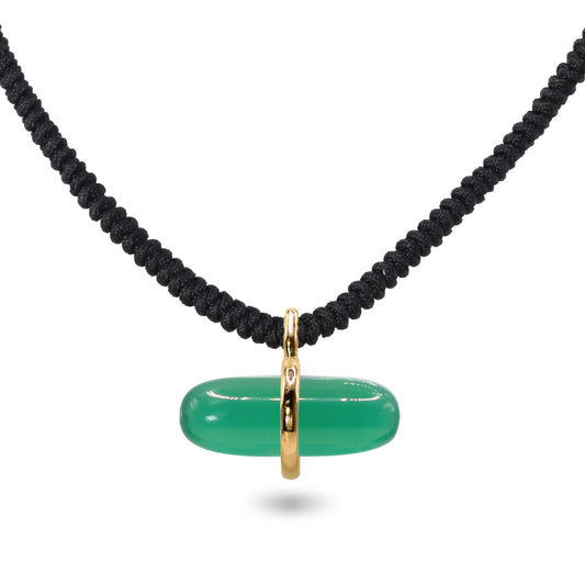 AURUM GREEN AGATE MACRAMÉ NECKLACE