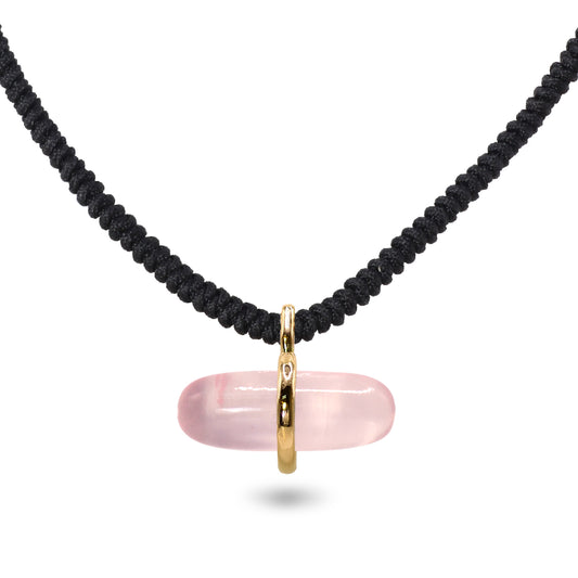 AURUM ROSE QUARTZ MACRAMÉ NECKLACE
