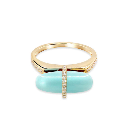DIAMANTA AMAZONITE GOLD RING WITH DIAMONDS