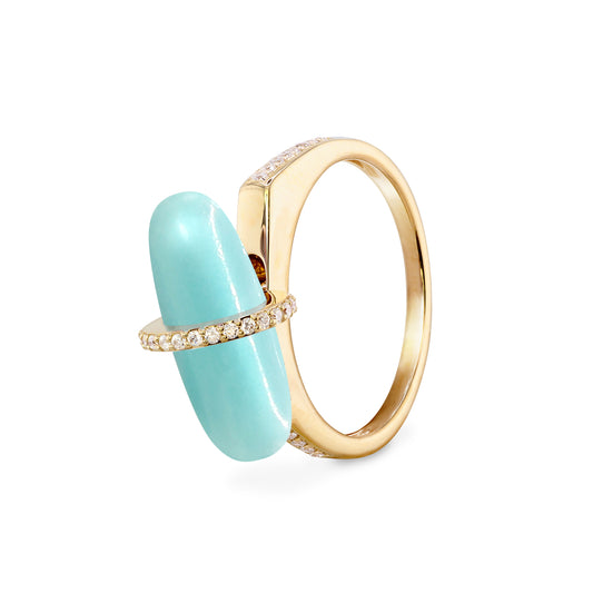 DIAMANTA AMAZONITE GOLD RING WITH DIAMONDS