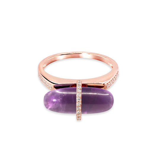 DIAMANTA AMETHTST GOLD RING WITH DISMONDS
