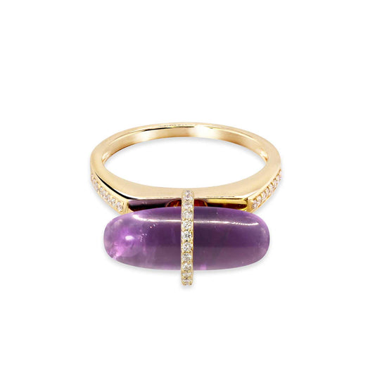 DIAMANTA AMETHTST GOLD RING WITH DISMONDS