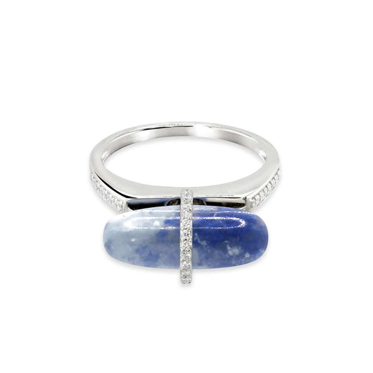 DIAMANTA BLUE AVENTURINE GOLD RING WITH DIAMONDS