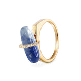 DIAMANTA BLUE AVENTURINE GOLD RING WITH DIAMONDS