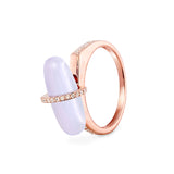 DIAMANTA BLUE LACE AGATE GOLD RING WITH DIAMONDS