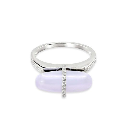 DIAMANTA BLUE LACE AGATE GOLD RING WITH DIAMONDS