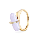 DIAMANTA BLUE LACE AGATE GOLD RING WITH DIAMONDS