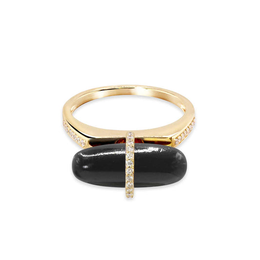 DIAMANTA BLACK ONYX GOLD RING WITH DIAMONDS