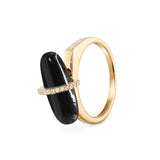 DIAMANTA BLACK ONYX GOLD RING WITH DIAMONDS