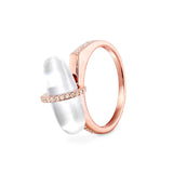 DIAMANTA CRYSTAL QUARTZ GOLD RING WITH DIAMONDS