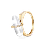 DIAMANTA CRYSTAL QUARTZ GOLD RING WITH DIAMONDS