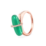 DIAMANTA GREEN AGATE GOLD RING WITH DIAMONDS