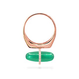 DIAMANTA GREEN AGATE GOLD RING WITH DIAMONDS
