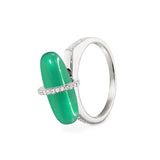 DIAMANTA GREEN AGATE GOLD RING WITH DIAMONDS