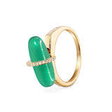 DIAMANTA GREEN AGATE GOLD RING WITH DIAMONDS