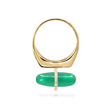 DIAMANTA GREEN AGATE GOLD RING WITH DIAMONDS