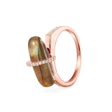 DIAMANTA LABRADORITE GOLD RING WITH DIAMONDS