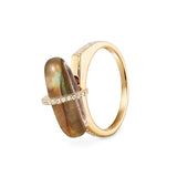 DIAMANTA LABRADORITE GOLD RING WITH DIAMONDS