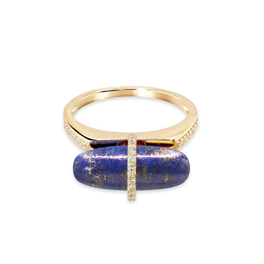 DIAMANTA LAPIS LAZULI GOLD RING WITH DIAMONDS