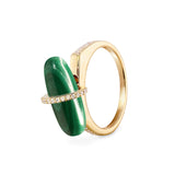 DIAMANTA MALACHITE GOLD RING WITH DIAMONDS
