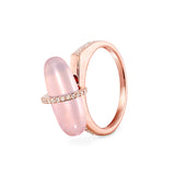 DIAMANTA ROSE QUARTZ GOLD RING WITH DIAMONDS