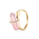DIAMANTA ROSE QUARTZ GOLD RING WITH DIAMONDS