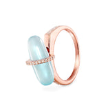 DIAMANTA SKY AGATE GOLD RING WITH DIAMONDS