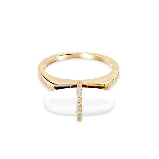 DIAMANTA SNOW QUARTZ GOLD RING WITH DIAMONDS