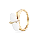 DIAMANTA SNOW QUARTZ GOLD RING WITH DIAMONDS