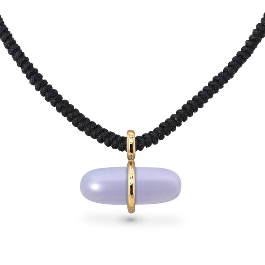 AURUM BLUE LACE AGATE MACRAMÉ NECKLACE