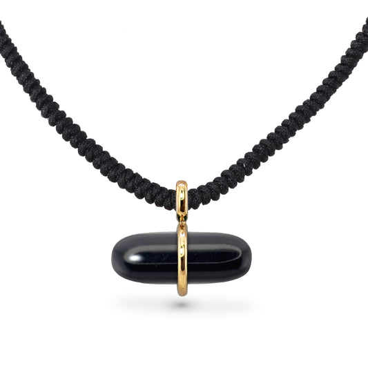 AURUM BLACK ONYX MACRAMÉ NECKLACE