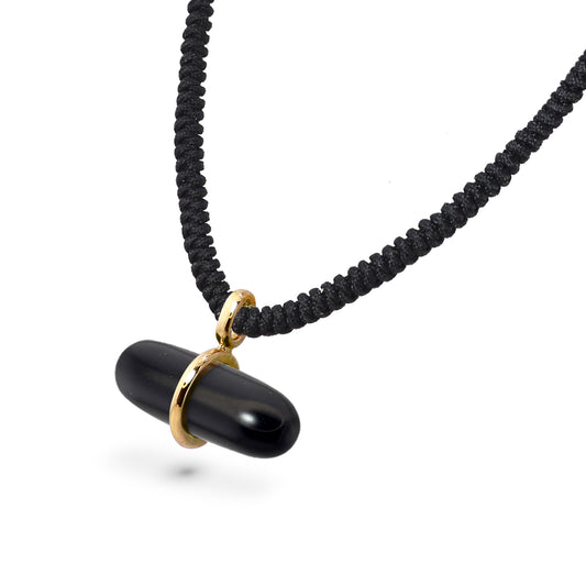 AURUM BLACK ONYX MACRAMÉ NECKLACE