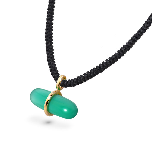 AURUM GREEN AGATE MACRAMÉ NECKLACE