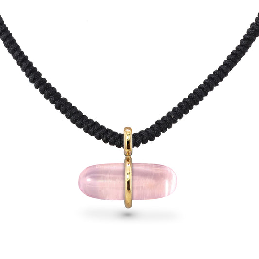 AURUM ROSE QUARTZ MACRAMÉ NECKLACE